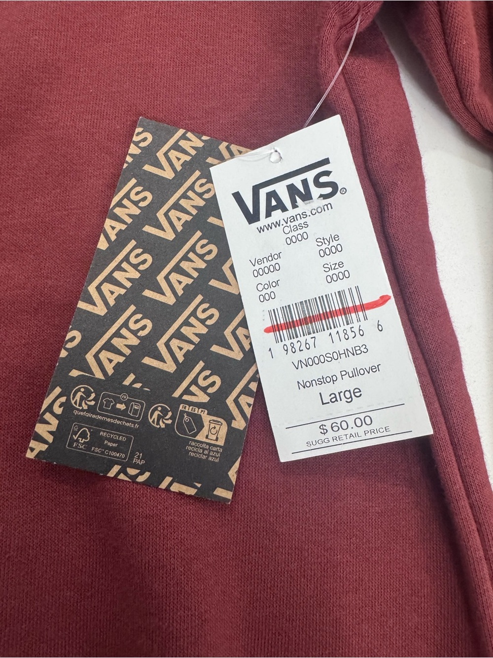 Vans Men's Brick Red 'Off The Wall' Graphic Hoodie - Picture 2 of 6